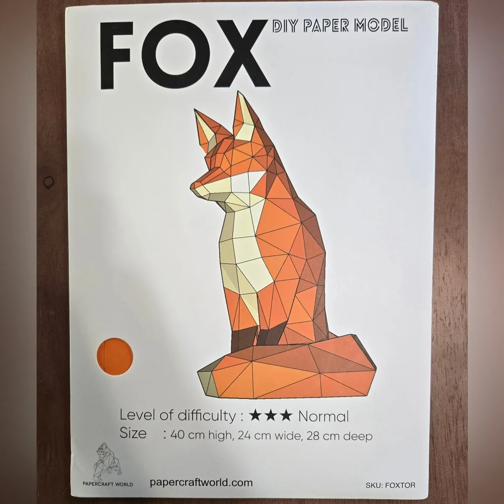 DIY Fox Paper Model Kit Folding Paper Puzzle Decor Art